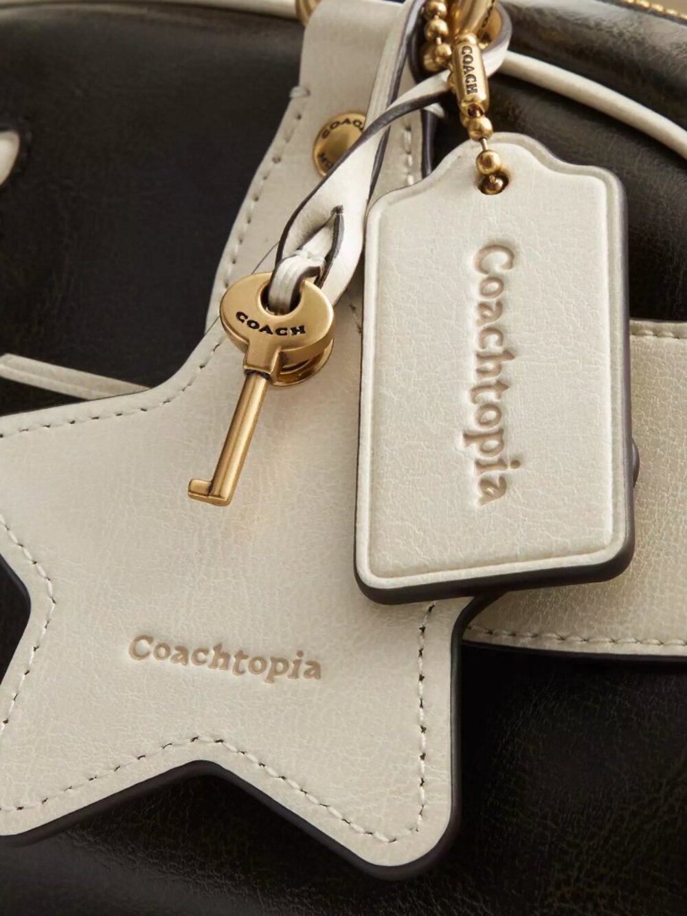 Coach Coachtopia CDU49 Bowling Shoulder Bag Upcrafted Leather Black/Chalk NWT - Picture 16 of 16